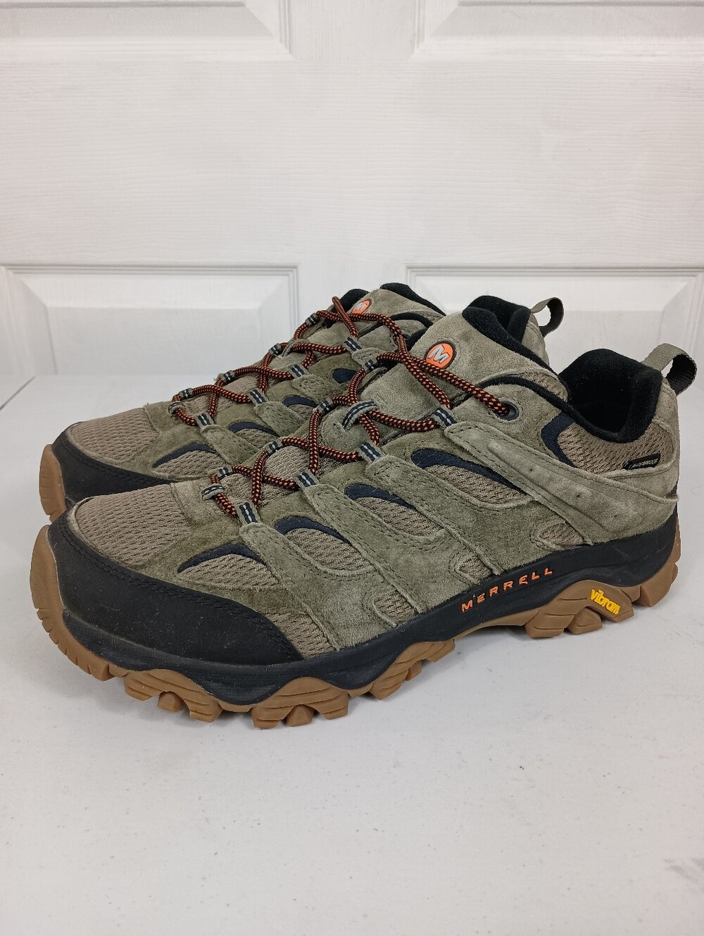 Merrell Moab 3 Hiking Boots 12W Mens Olive Waterproof Wide Width Vibram Shoes